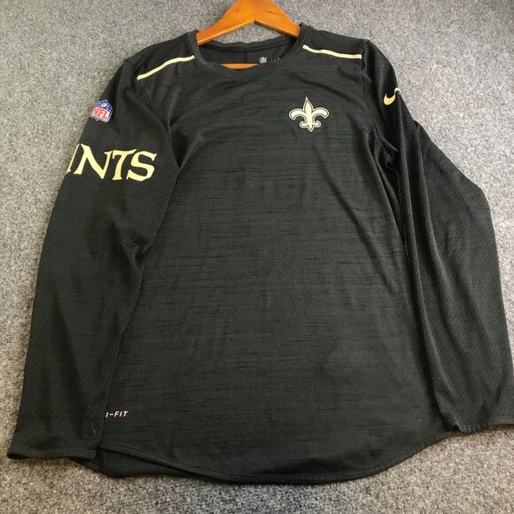 Nike New Orleans Saints Shirt Mens Small Black NFL On Field Long Sleeve - Picture 6 of 10